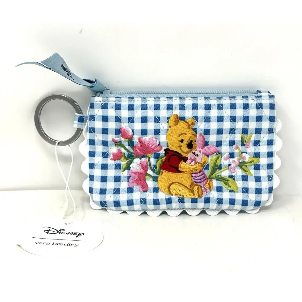 Vera Bradley Disney Winnie The Pooh Zip ID Card Case Pouch Wallet NWT Gingham